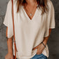 Split Neck Pleated Loose Top