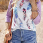 Feather Print 3/4 Raglan Sleeve Top