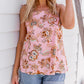 Pink Shoulder Tie Floral Print Tank Top