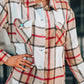 Khaki Plaid Print Buttoned Shirt Coat with Pocket