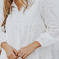 Embroidery Drawstring V Neck Long Sleeve Top
