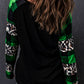 Green Lucky Clover Glitter Pattern Leopard Plaid Splicing Top