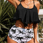 Black Print High Waist Swimsuit