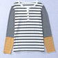 Sleeve Stripe Button Henley Top