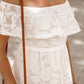 White Off-the-shoulder Ruffled Lace Maxi Dress