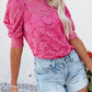 Pink High Neck Lace Short Sleeve Top