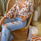 White Cow Print Deep V Neck Long Sleeve Bodysuit