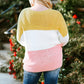 Colorblock Bubble Sleeve Plus Size Sweater