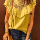 Lace Splicing Ruffled Short Sleeve T-shirt
