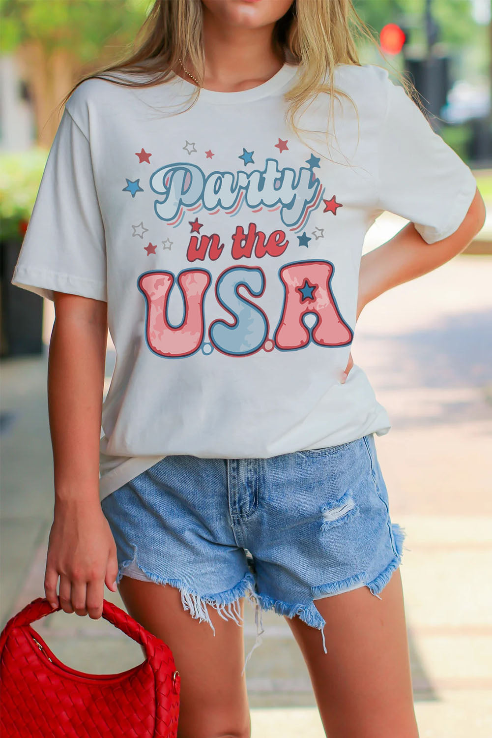 White Party In The USA Graphic Print T Shirt