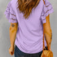 Purple Hollow Out Ruffle Sleeve T-shirt