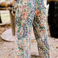Floral Print Shirred High Waist Wide Leg Casual Pants
