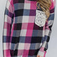 Plaid Print Lace Pocket Long Sleeve Top