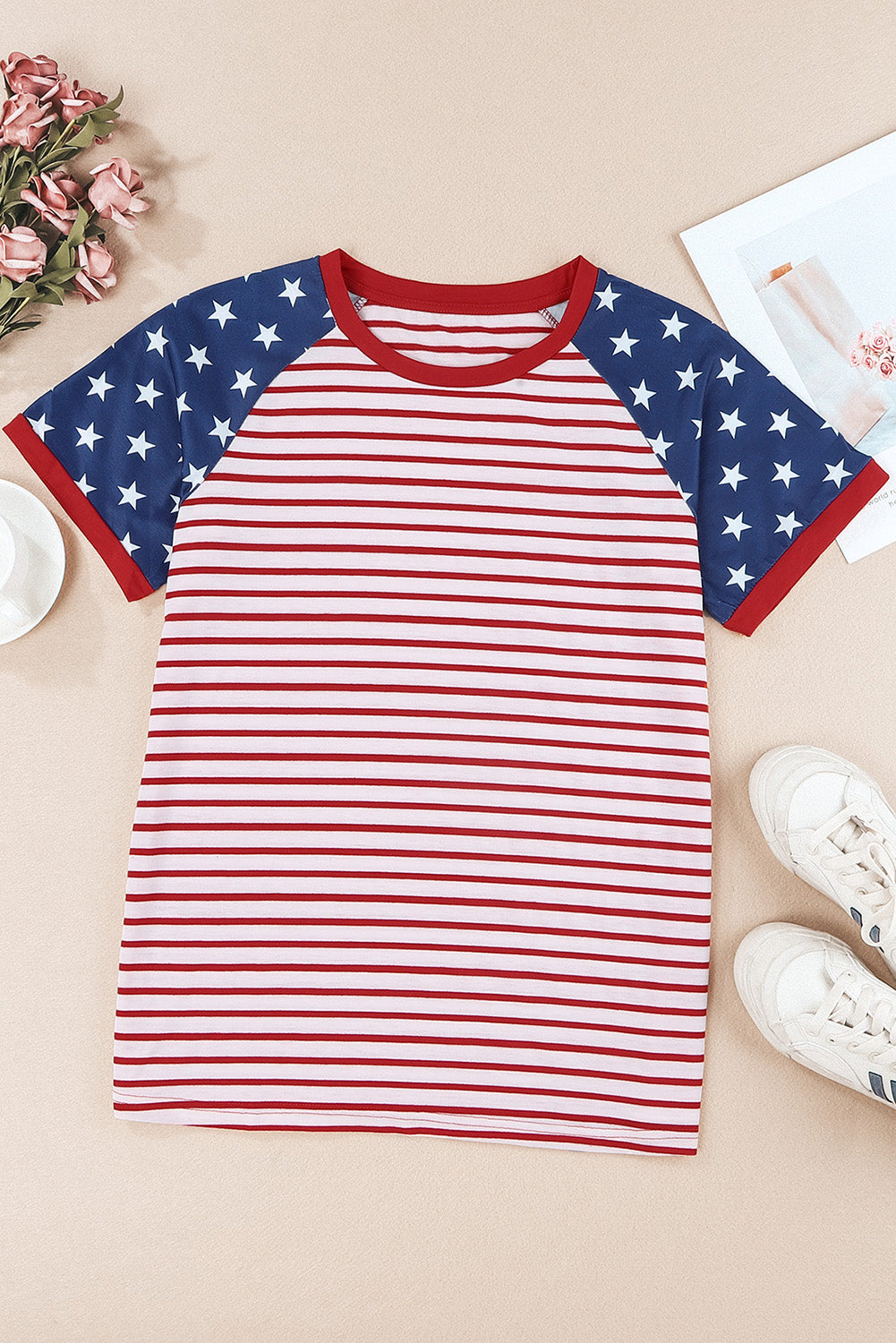 Stars and Stripes Flag Pattern T-shirt