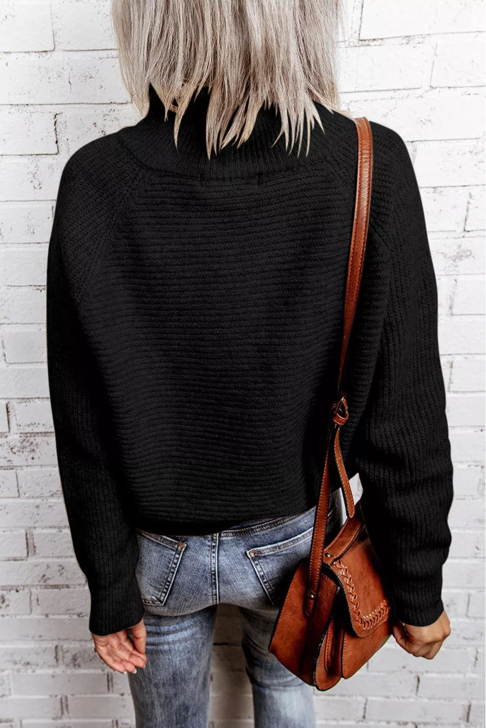 Zip Knitted High Neck Sweater