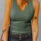 Split Neck Ribbed Knit Tank Top