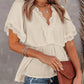 Lace Splicing V Neck Short Sleeve Blouse
