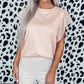 Pink Sequin Sleeves Crew Neck T-Shirt