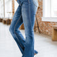 Sky Blue Medium Wash High Rise Flare Jeans
