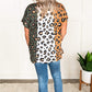 Yellow Plus Size Leopard Print Contrast T-Shirt