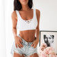 CRISS CROSS RIBBED BRALETTE - WHITE