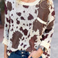 Leopard Print Side Slit Knit Sweater