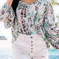 Floral Print Puffy Sleeve Loose Blouse