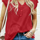 Buttoned Detail Cotton Blend Short Sleeve T-shirt