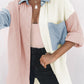 Colorblock Crinkled Pocketed Shirt