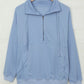 Cotton Pocketed Half Zip Pullover Sky Blue Sweatshirt