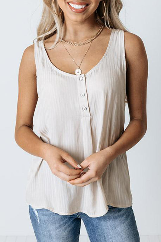 Striped Print Buttons Tank Top