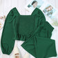 Square Neck Smocked Peplum Top and Pants Set