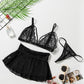3pcs Fan-shaped Lace Ruffled Mesh Bralette Set
