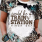 TRAIN STATION Graphic Leopard Print T Shirt