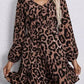 Leopard Ruffled Elastic Cuff Mini Dress