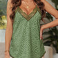 Spaghetti Strap Printed Lace Tank Top