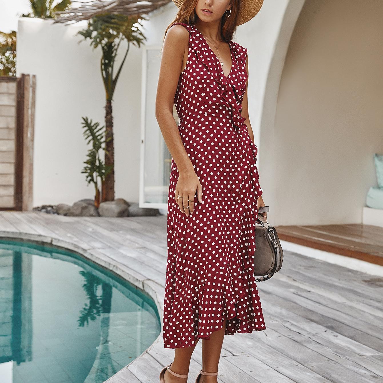 Summer V-neck ruffle dress