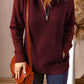 Stand Neck Waffle Zip up Sweatshirt