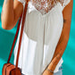 White Crochet Patchwork Cap Sleeves Flowy Top