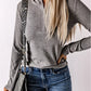 Zipper Slim-fit Long Sleeve Top