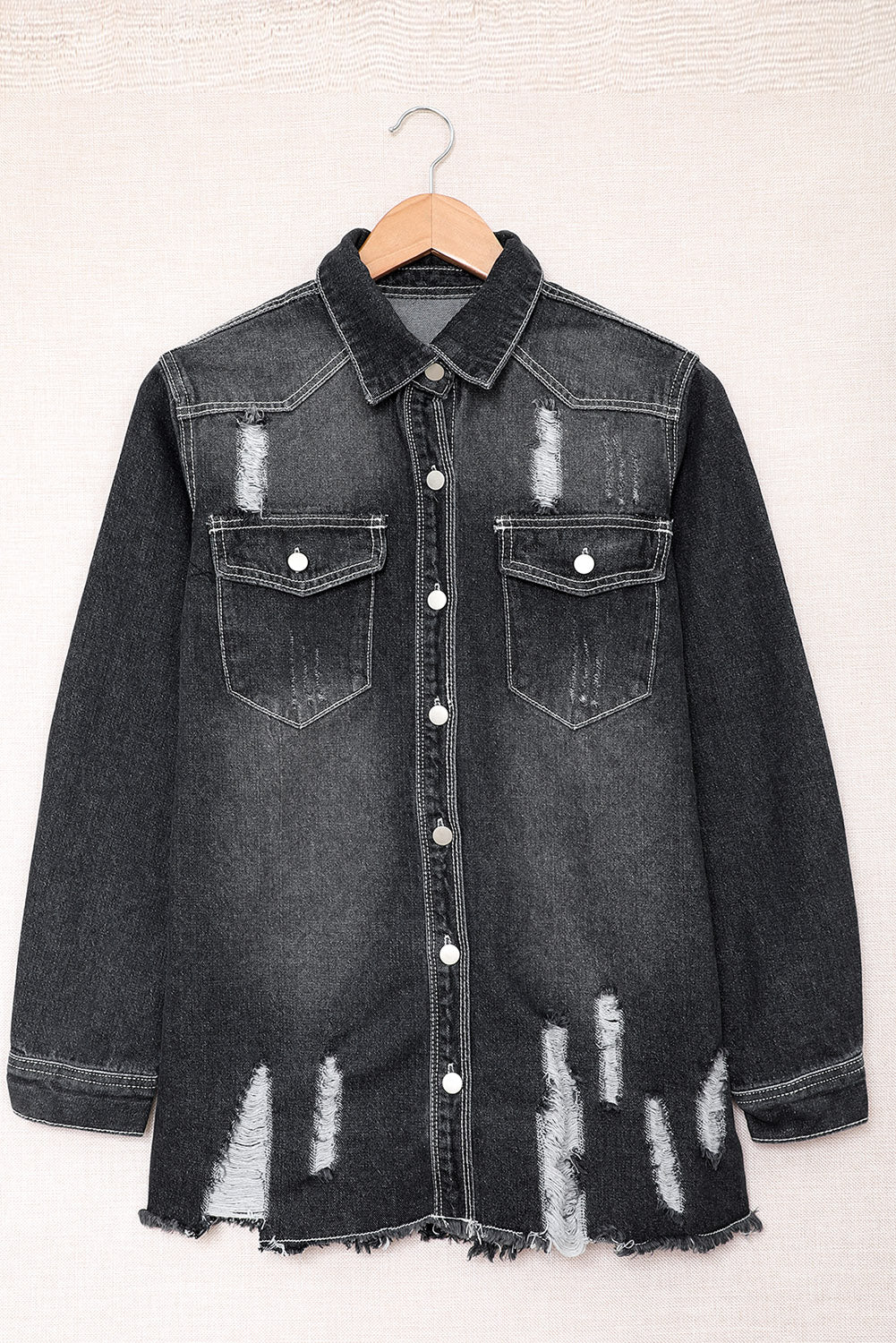 Black Distressed Denim Jacket