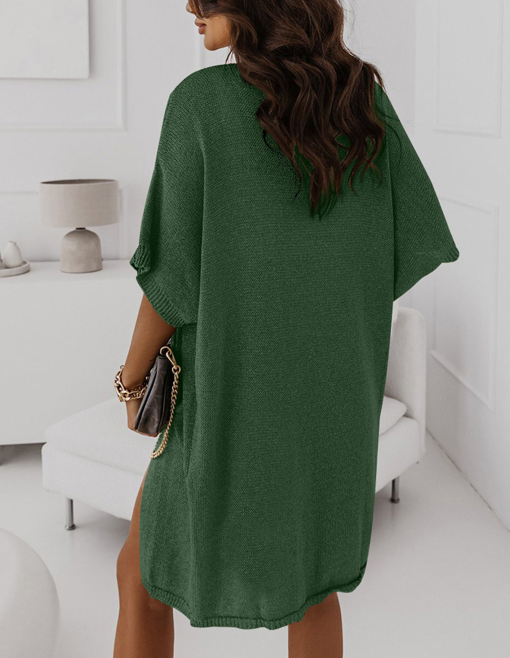 Dolman Half Sleeve Pocketed Long Cardigan