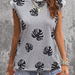 Gray Palm Leaves Crew Neck Tank