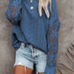 Crochet Lace Pointelle Knit Sweater