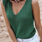 Hollowed Knit V Neck Tank Top