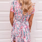 Floral Print Lace-up Short Sleeve Mini Dress