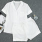 White Spot Woven Lace Splicing Short Sleeve Shirt Pajamas Set