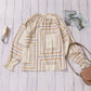 Beige V Neck Lantern Sleeve Drawstring Tribal Print Top