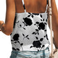Floral Shading Print Button Tie Front Tank Top