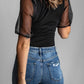 Mesh Puff Sleeve Top